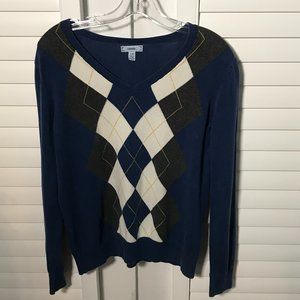 VINTAGE Izod V-neck argyle sweater, size L